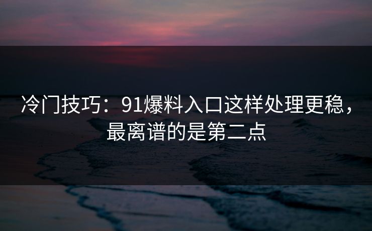 冷门技巧：91爆料入口这样处理更稳，最离谱的是第二点
