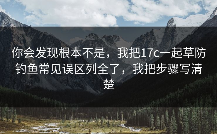 你会发现根本不是，我把17c一起草防钓鱼常见误区列全了，我把步骤写清楚