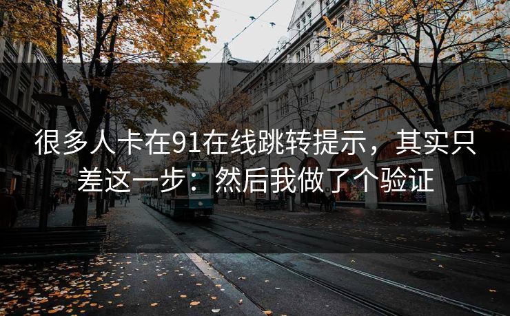很多人卡在91在线跳转提示，其实只差这一步：然后我做了个验证