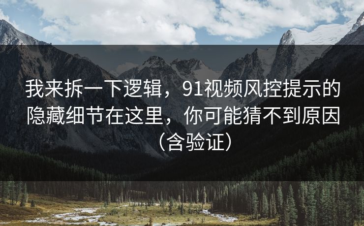 我来拆一下逻辑，91视频风控提示的隐藏细节在这里，你可能猜不到原因（含验证）