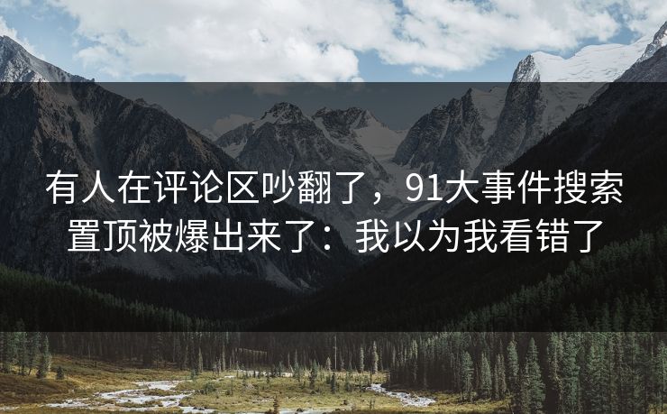 有人在评论区吵翻了，91大事件搜索置顶被爆出来了：我以为我看错了