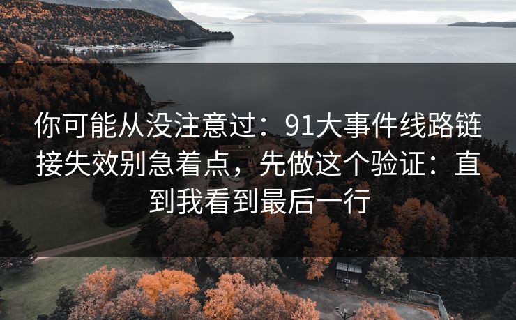 你可能从没注意过：91大事件线路链接失效别急着点，先做这个验证：直到我看到最后一行