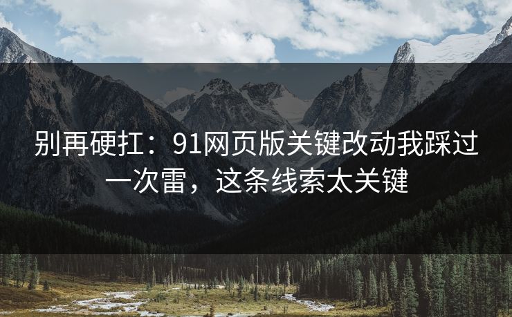 别再硬扛：91网页版关键改动我踩过一次雷，这条线索太关键
