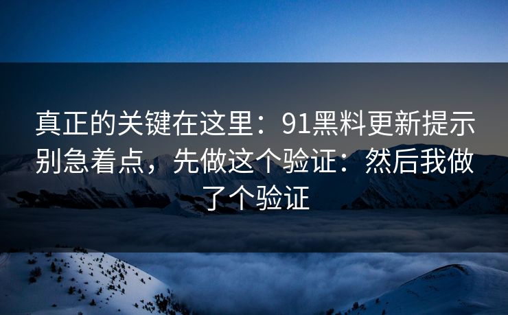 真正的关键在这里:91黑料更新提示别急着点,先做这个验证:然后我做了个验证 真正的关键在这里:91黑料更新提示别急着点,先做这个验证:然后我做了个验证