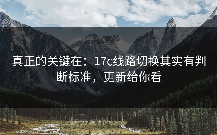 真正的关键在:17c线路切换其实有判断标准,更新给你看 真正的关键在:17c线路切换其实有判断标准,更新给你看