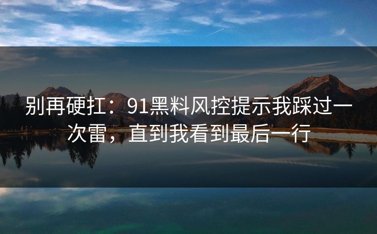 别再硬扛：91黑料风控提示我踩过一次雷，直到我看到最后一行