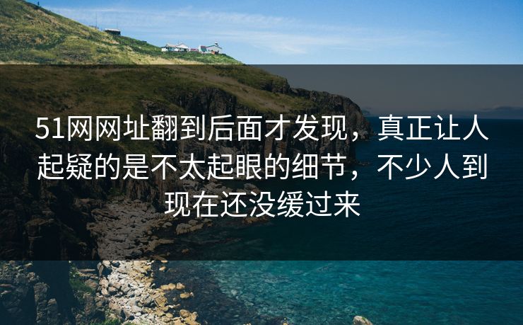 51网网址翻到后面才发现，真正让人起疑的是不太起眼的细节，不少人到现在还没缓过来